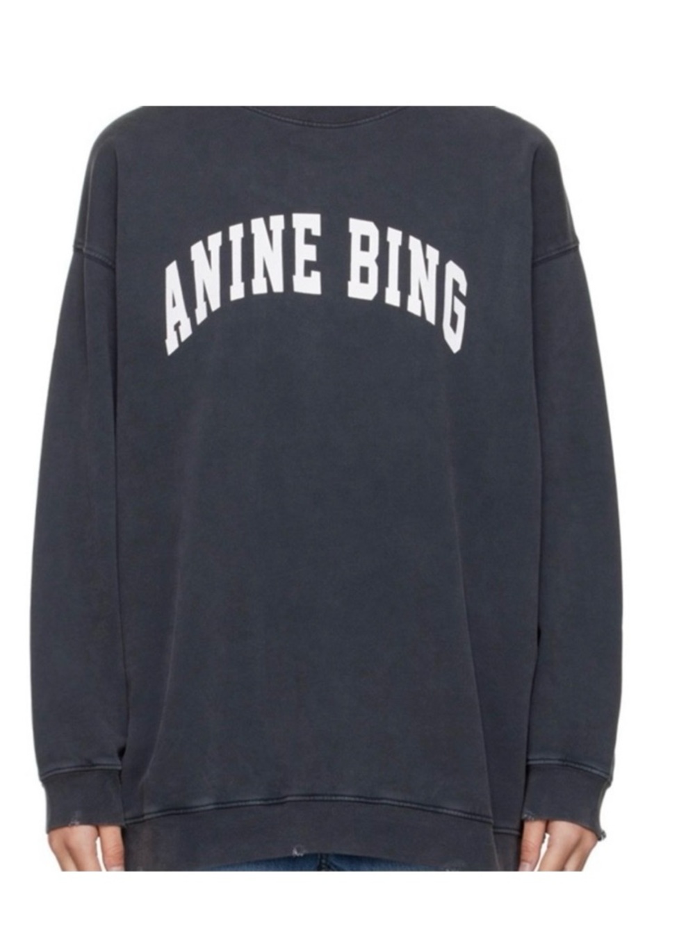 Anine Bing Navy Crewneck with White Arch Logo